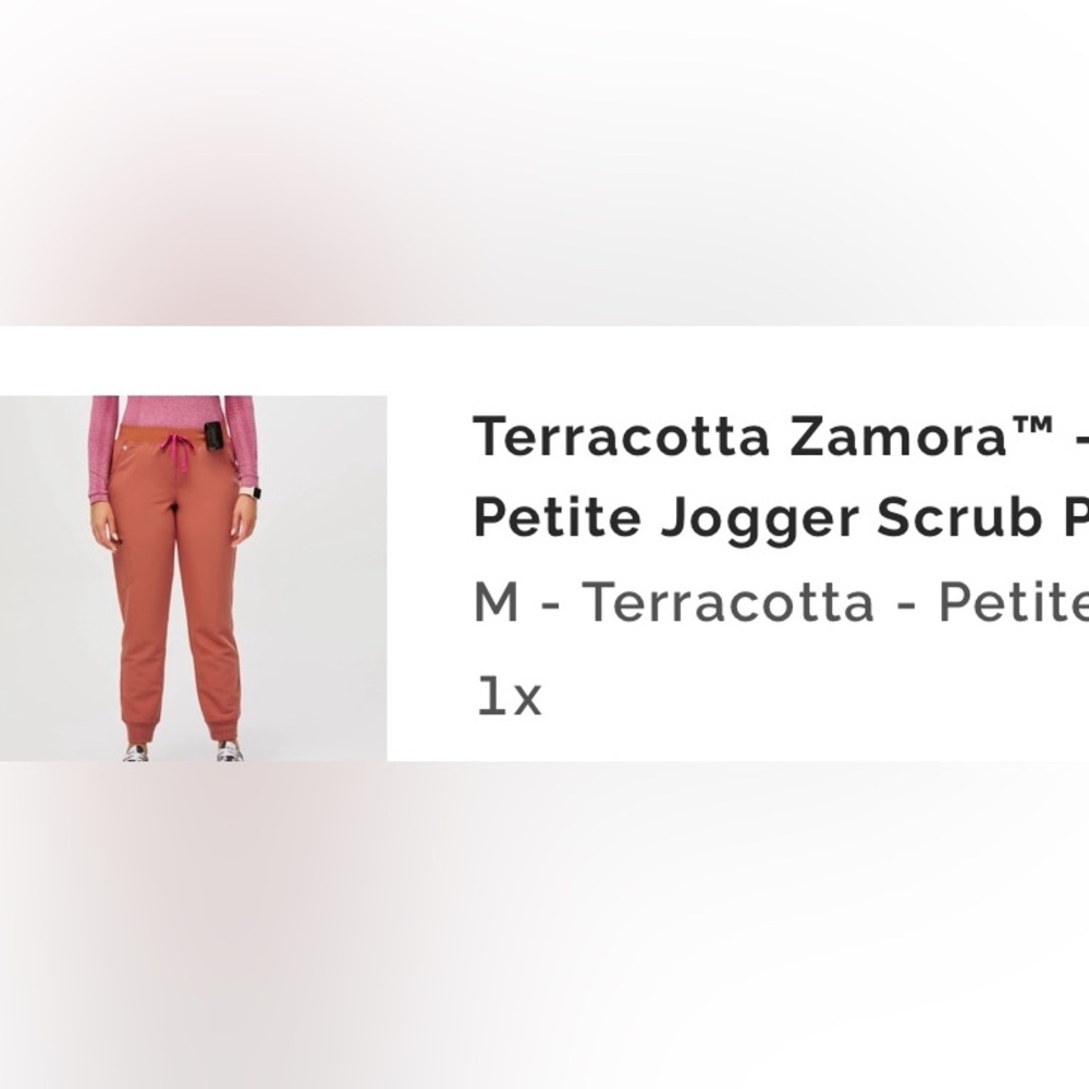 FIGS SCRUBS ZAMORA JOGGER TERRACOTTA SIZE PETITE MEDIUM